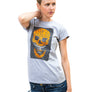 Ladies Grey Square Skull T-Shirt